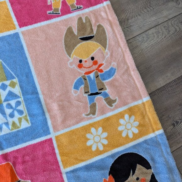 Disney Parks Original Souvenir It's A Small World Cozy Throw Blanket 40x70 - Picture 3 of 8